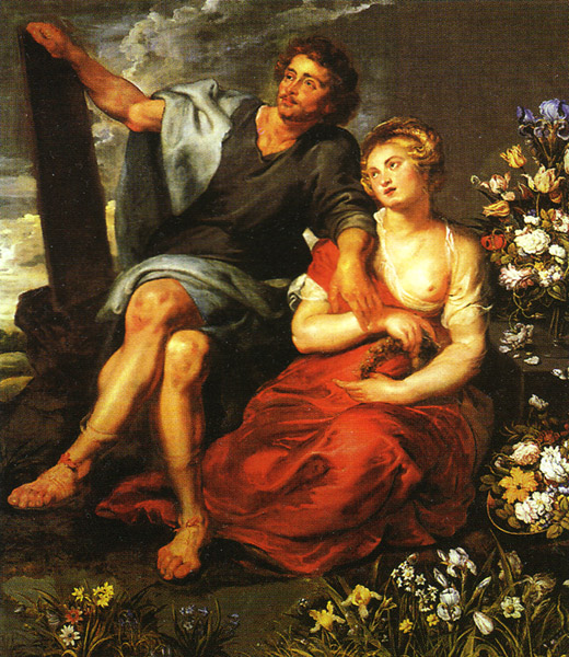Pausias And Glycera by Peter Paul Rubens